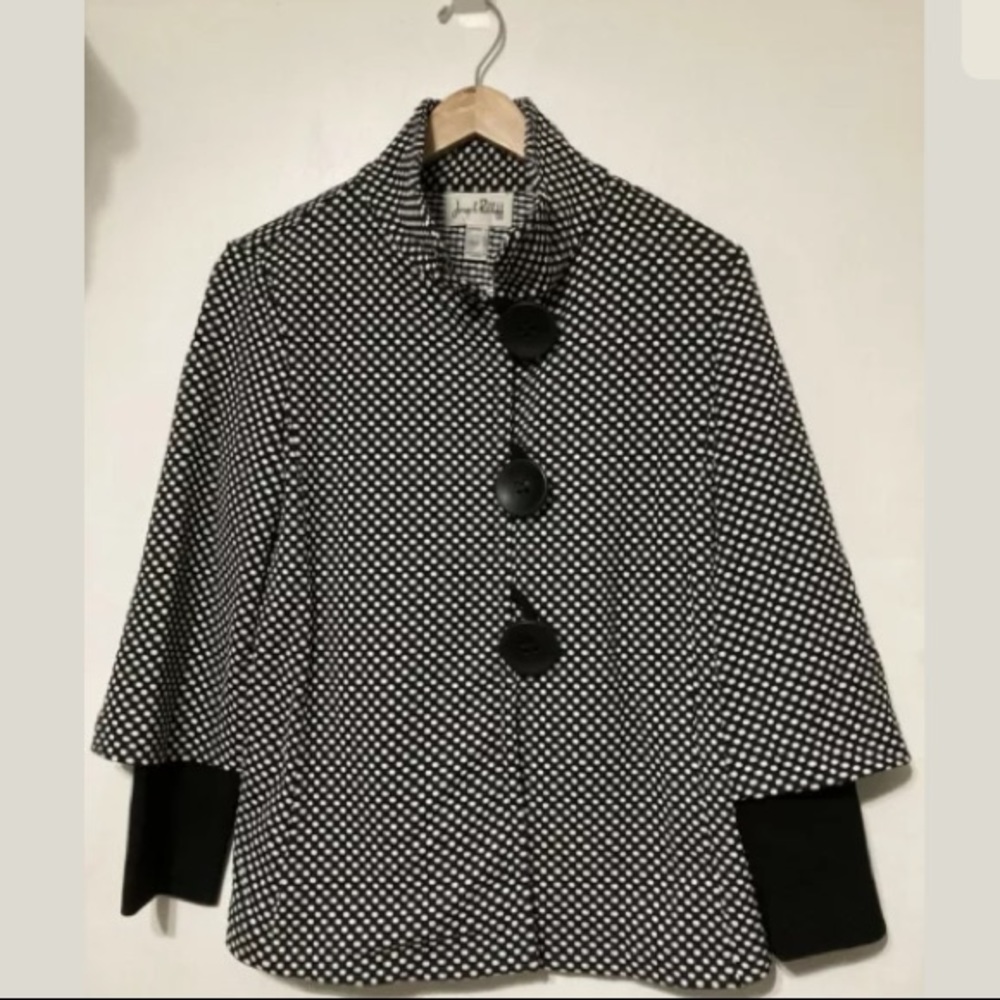 Joseph Ribkoff Black White Polka Dot Jacket 6
